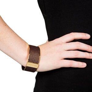 Parker Daniels Leather Cuff Bracelet 18K Gold Plated - Metallic Bronze